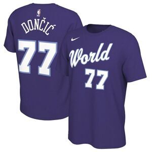 Nike Luka Doncic Rookie 2020 Rising Stars Game WORLD T-Shirt Purple Lakers M New